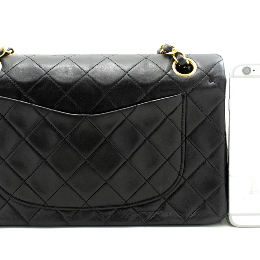 CHANEL Classic Double Flap 9" Chain Shoulder Bag Black Lambskin | Studio Nafay