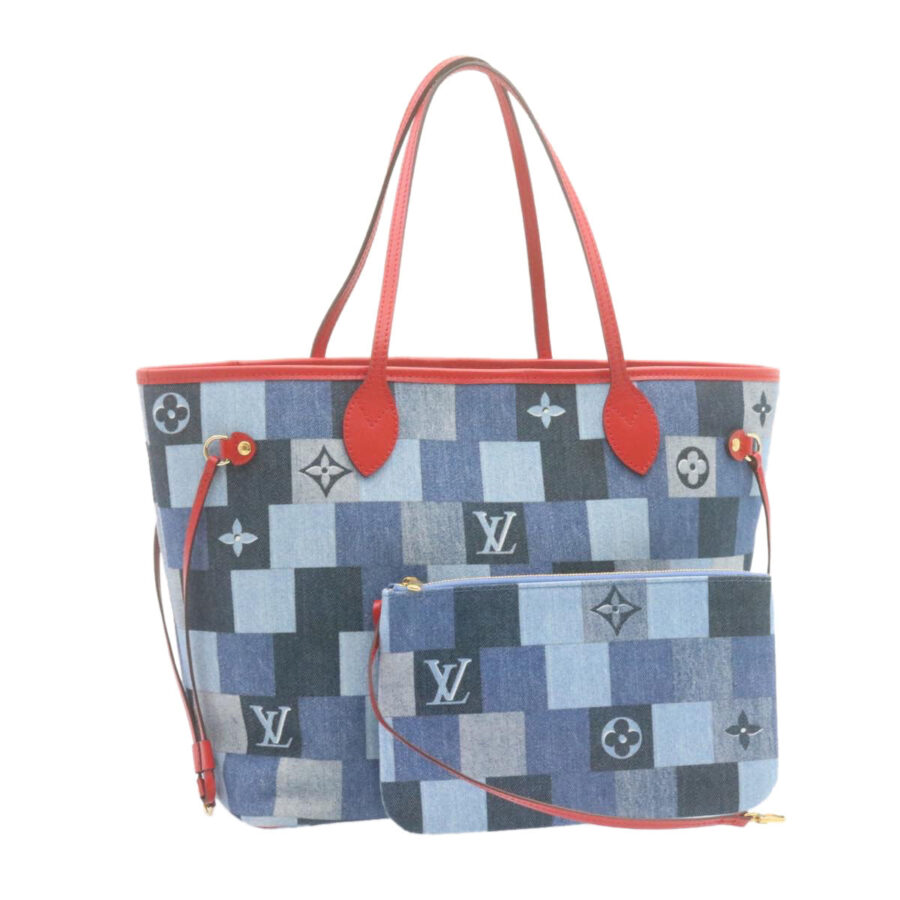 LOUIS VUITTON Monogram Denim Neverfull MM Tote Bag Blue LV 22325A | Studio Nafay