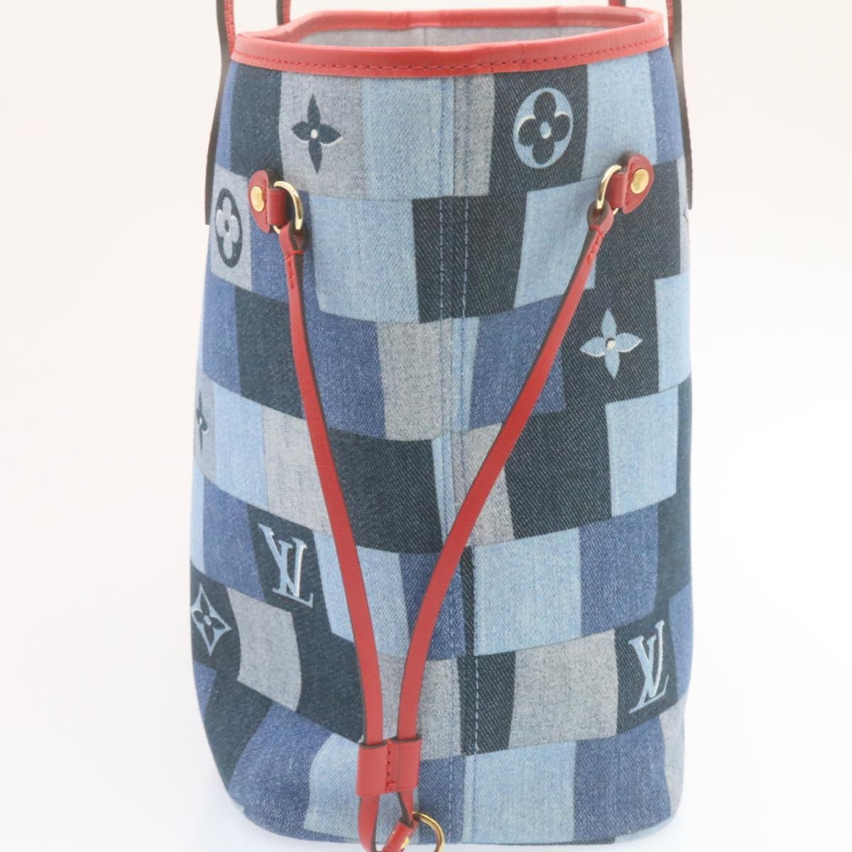 LOUIS VUITTON Monogram Denim Neverfull MM Tote Bag Blue LV 22325A