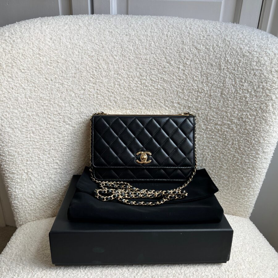 Chanel Trendy Wallet on Chain in Black Lambskin Gold Hardware (RRP £3,570) | Studio Nafay