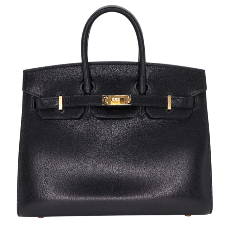 Hermes25cm Birkin Sellier Black Chèvre Leather Gold Hardware | Studio Nafay