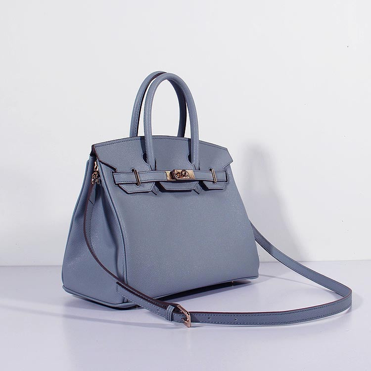 Hermes 30cm Birkin Bag Epsom Leather with Strap Blue Lin Gold | Studio Nafay