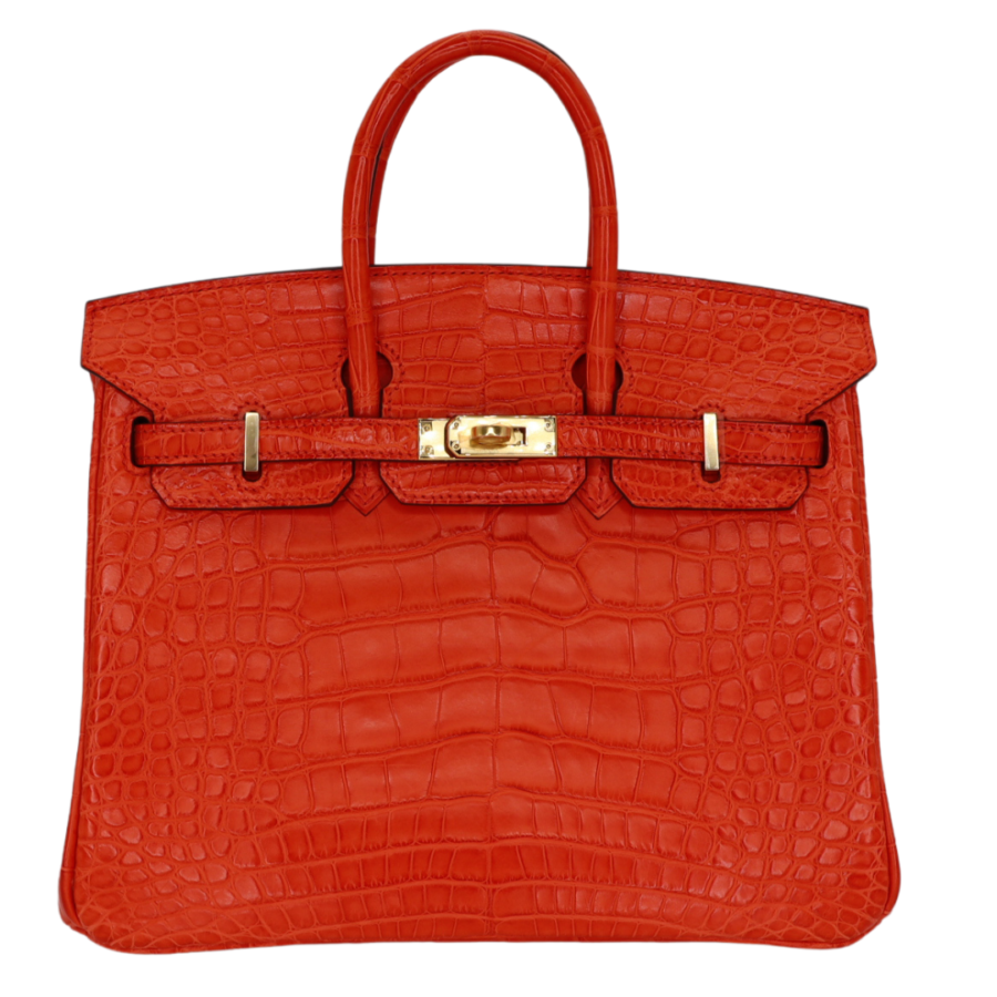 Hermes25cm Birkin Orange Poppy Matte Alligator Gold Hardware | Studio Nafay