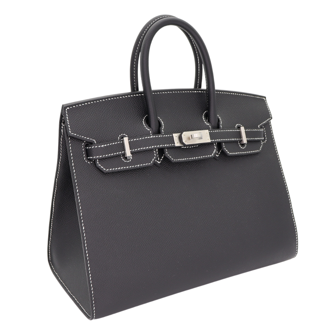 Hermes25cm Birkin Sellier HSS Black Epsom leather Brushed Palladium Hardware