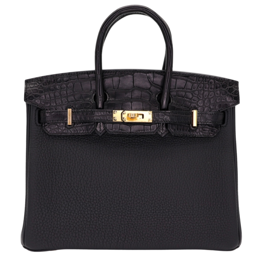 Hermes25cm Birkin Touch Black Matte Alligator/ Togo Leather Gold Hardware | Studio Nafay