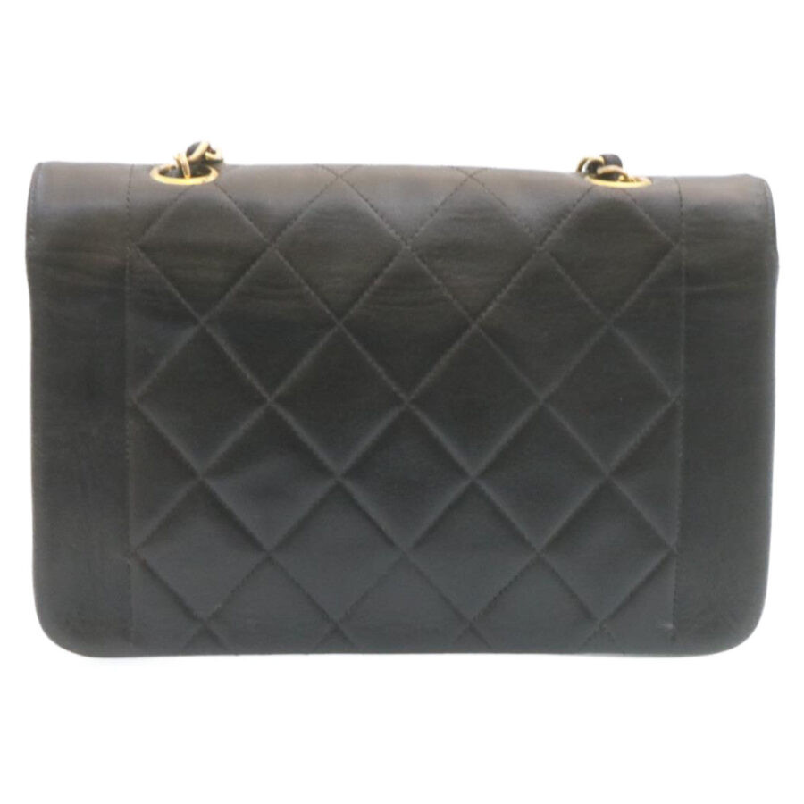 CHANEL Chain Turn Lock Diana Matelasse Shoulder Bag Lamb Skin Black Auth 28470A | Studio Nafay