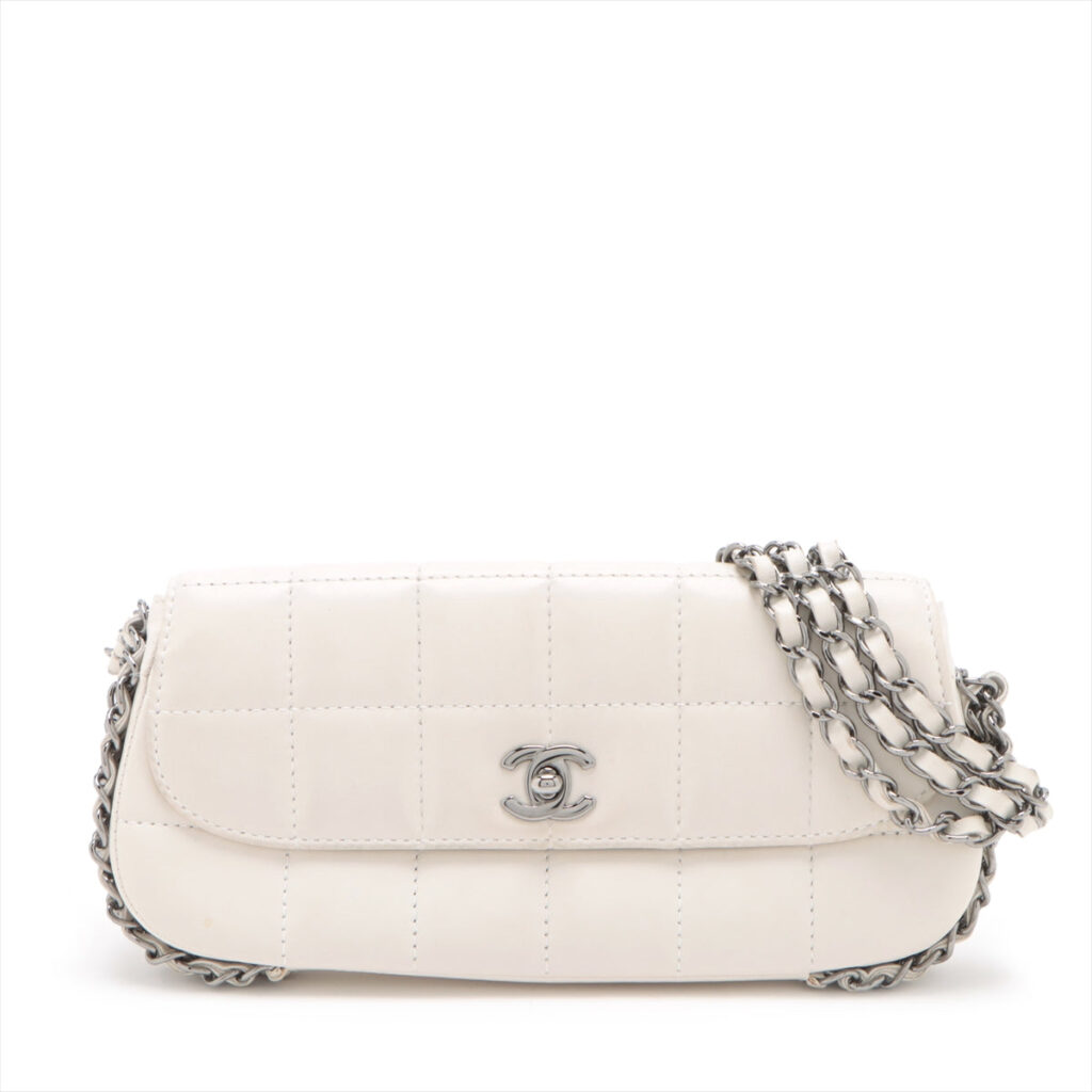 Chanel Chocolate Bar in Chain Shoulder Bag White Silver G 8th - Product Image 2