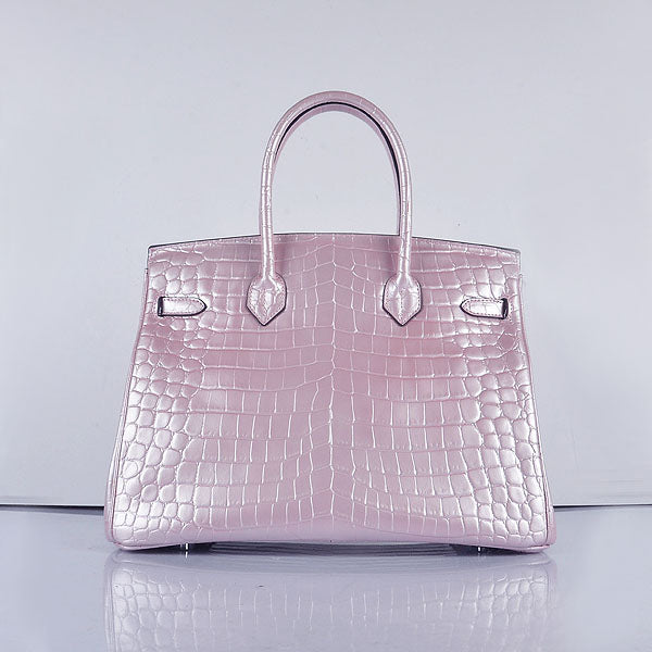 Hermes Birkin 35cm 6089 New Crocodile Vein Handbags Pink Silver | Studio Nafay