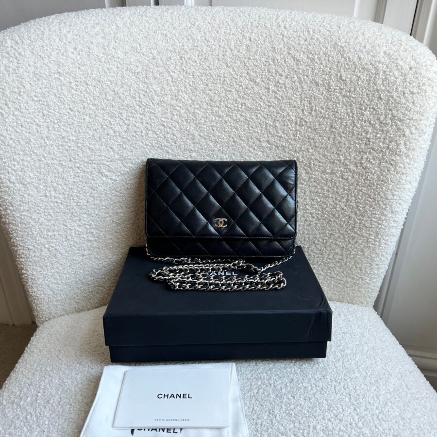 Chanel Wallet on Chain in Black Lambskin Silver Hardware (RRP £2,820) | Studio Nafay