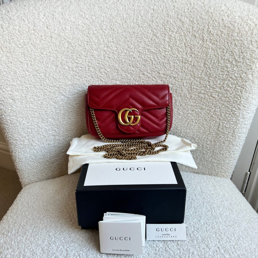 Gucci GG Hibiscus Red Marmont Super Mini Shoulder Bag (RRP £1080) | Studio Nafay