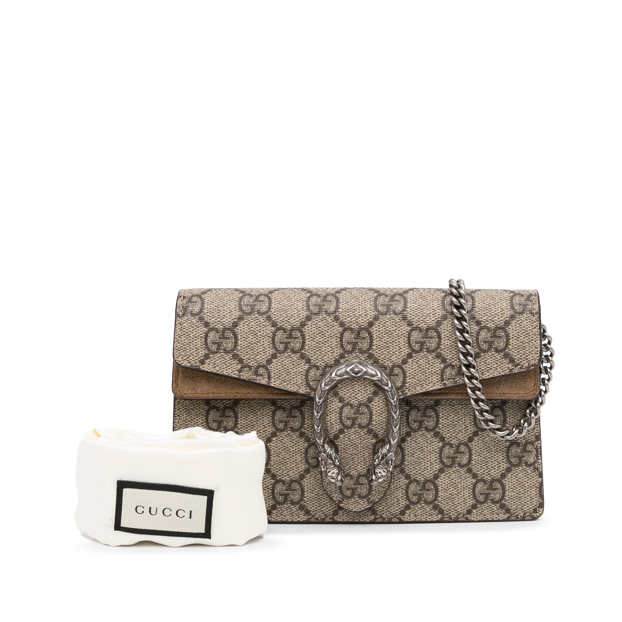 Gucci Dionysus Super Mini Brown GG Supreme Canvas Silver