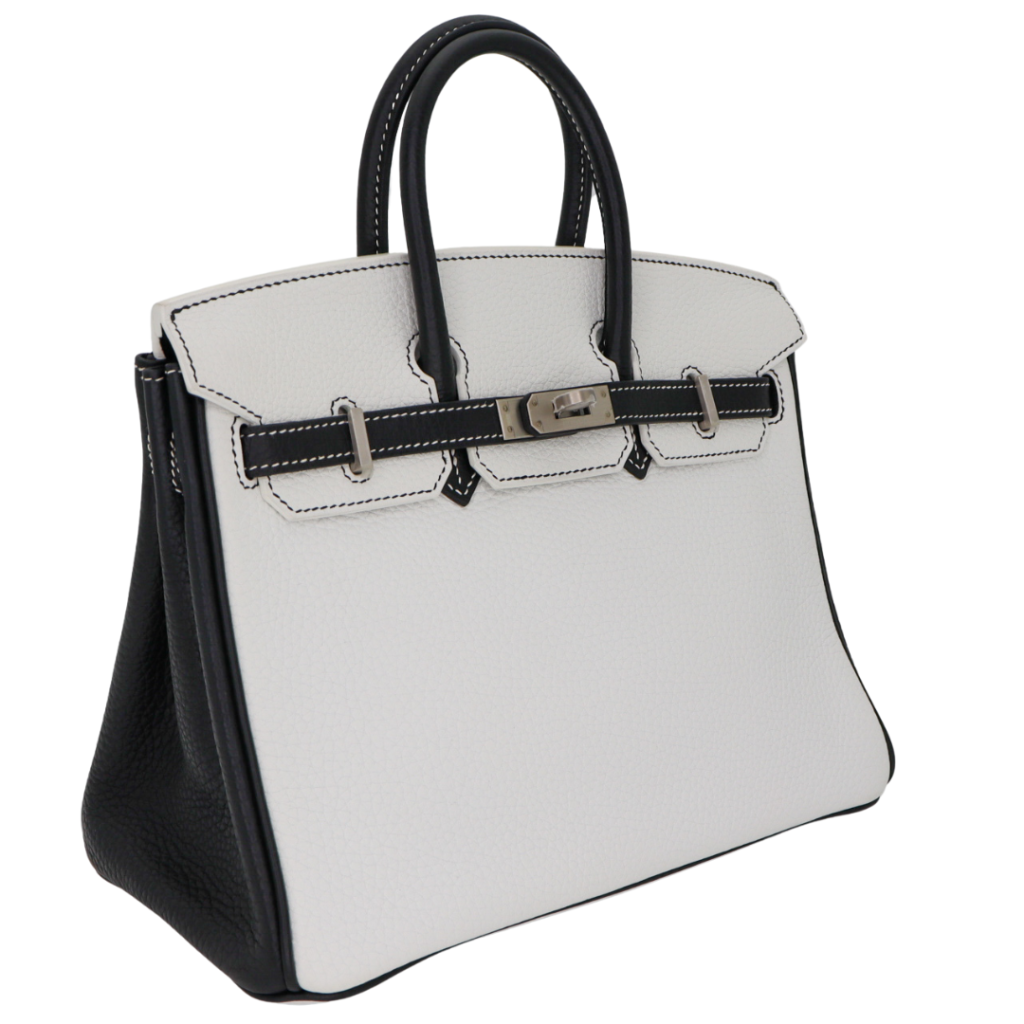 Hermes25cm Birkin HSS White/ Black Clemence Leather Brushed Palladium Hardware - Product Image 2