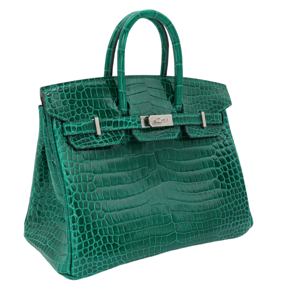 Hermes25cm Birkin Vert Emeraude Shiny Porosus Crocodile Palladium Hardware - Product Image 2