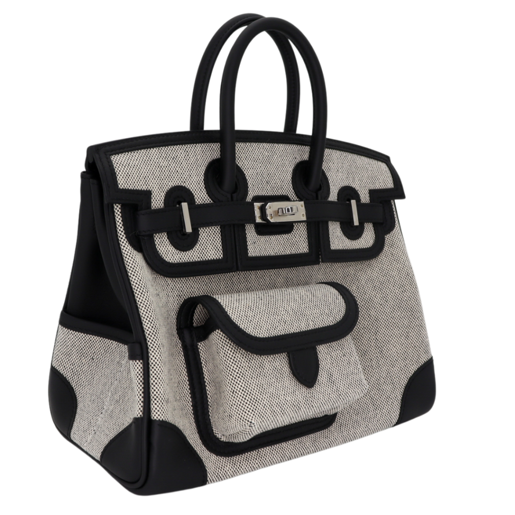Hermes25cm Birkin Cargo Ecru/ Black Canvas/ Swift Leather Palladium Hardware - Product Image 2