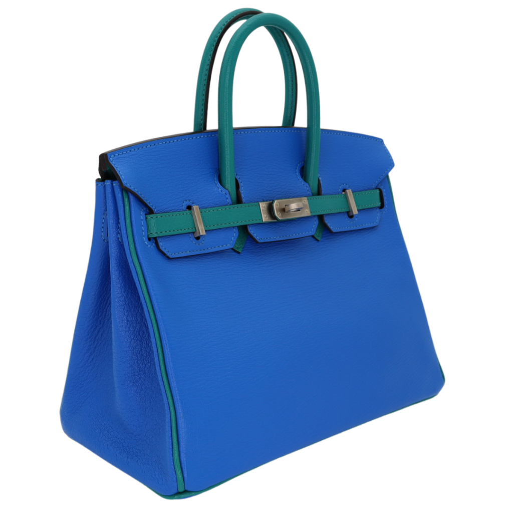 Hermes25cm Birkin HSS Bleu Hydra/ Bleu Paon Chevre Brushed Palladium Hardware - Product Image 2