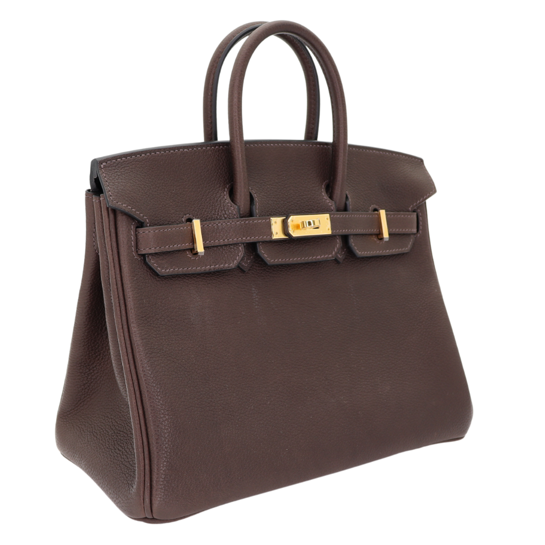 Hermes25cm Birkin Ebene Barenia Faubourg Gold Hardware