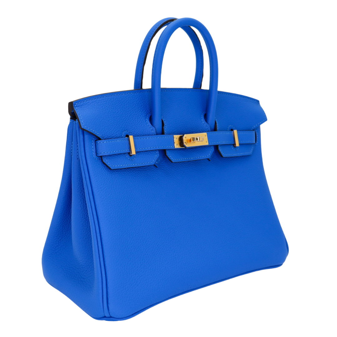 Hermes25cm Birkin Bleu Hydra Togo Leather Gold Hardware