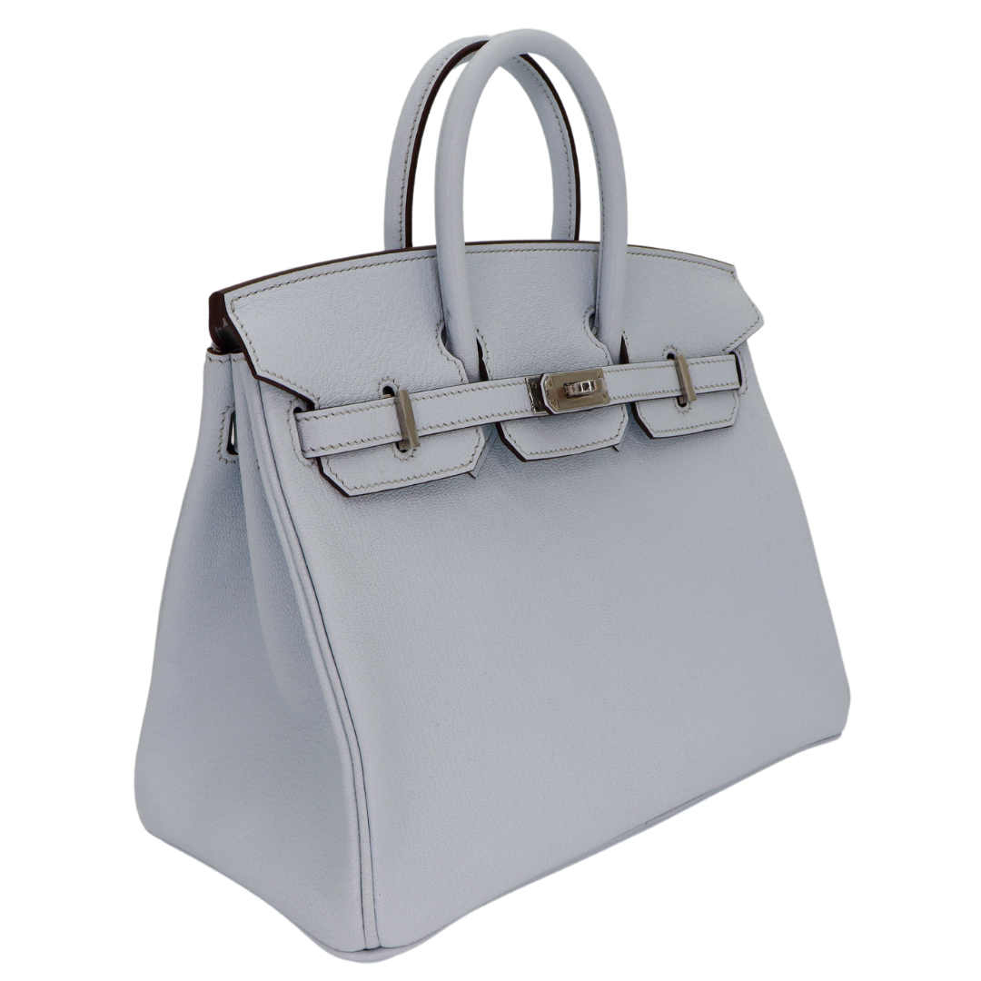 Hermes25cm Birkin HSS Bleu Brume Chèvre Leather Palladium Hardware