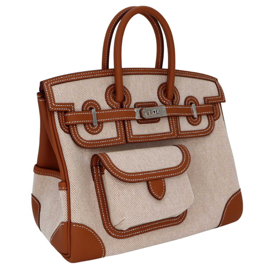 Hermes25cm Birkin Cargo Ecru/ Gold Canvas/ Swift Leather Palladium Hardware - Product Image 2
