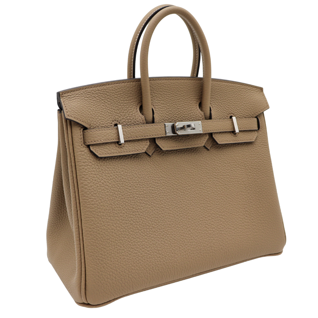 Hermes25cm Birkin Beige Marfa Togo Leather Palladium Hardware