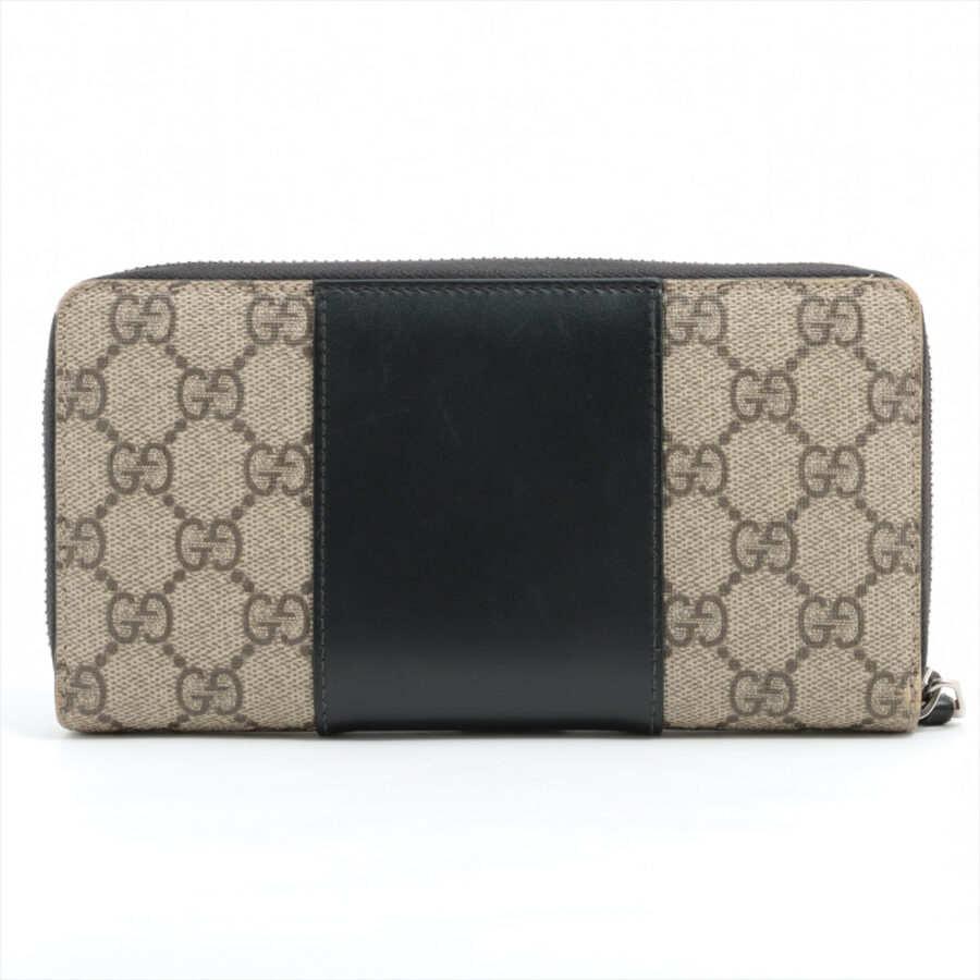 Gucci GG Supreme Monogram Zip Around Wallet Beige and Black | Studio Nafay
