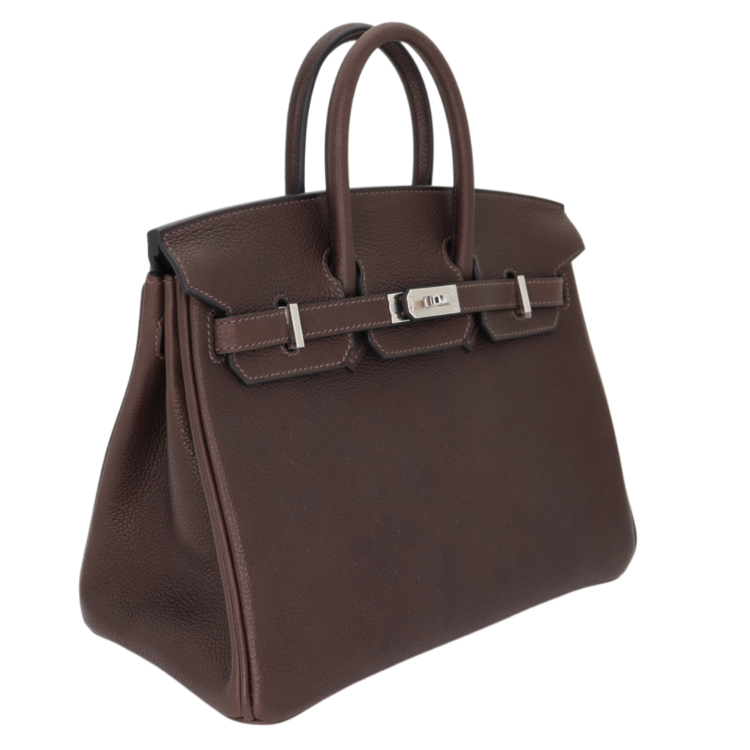 Hermes25cm Birkin Ebene Barenia Faubourg Palladium Hardware