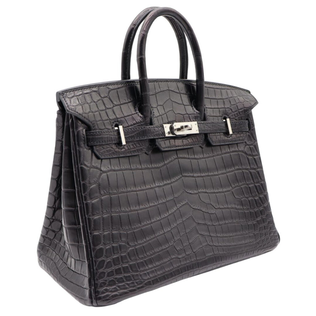 Hermes25cm Birkin Black Matte Niloticus Crocodile Palladium Hardware - Product Image 2