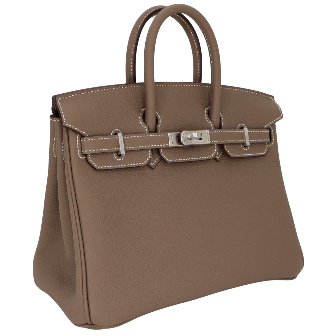 Hermes25cm Birkin Etoupe Togo Leather Brushed Palladium Hardware