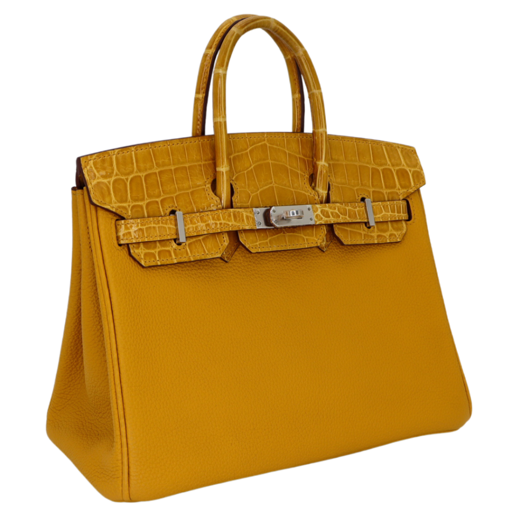 Hermes25cm Birkin Touch Jaune Ambre Togo Leather/ Niloticus Crocodile Palladium Hardware - Product Image 2