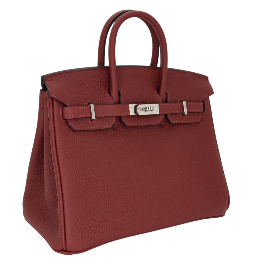 Hermes25cm Birkin Rouge H Togo Leather Palladium Hardware