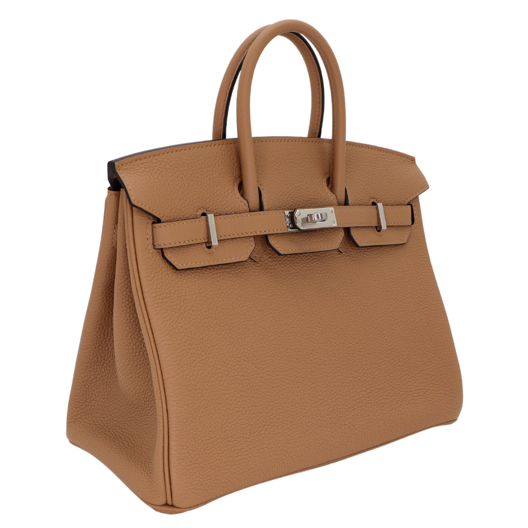 Hermes25cm Birkin Chai Togo Leather Palladium Hardware