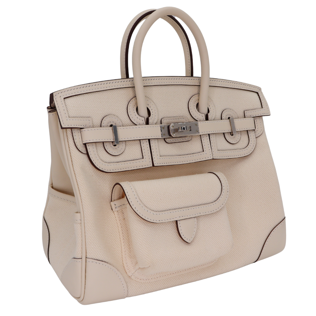 Hermes25cm Birkin Cargo Nata Canvas/ Swift Leather Palladium Hardware