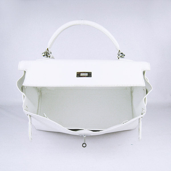 Luxury Hermes Kelly 35cm Togo Leather Handbag White/Silver