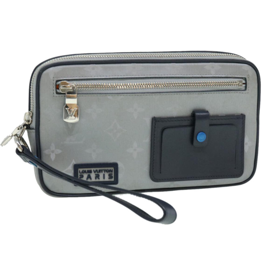 LOUIS VUITTON Monogram satellite Clutch Bag Silver LV Auth 32349A | Studio Nafay