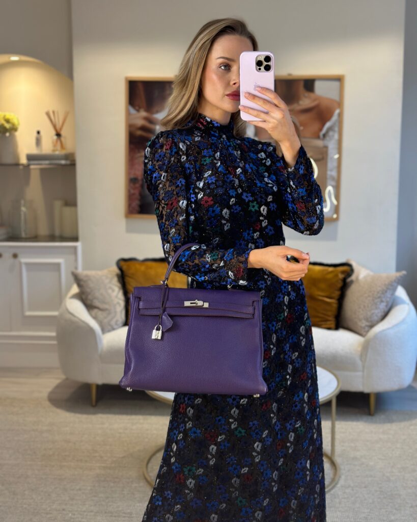 Hermes Kelly 35 Retourne Bag in Iris Togo Leather with Palladium Hardware - Product Image 2
