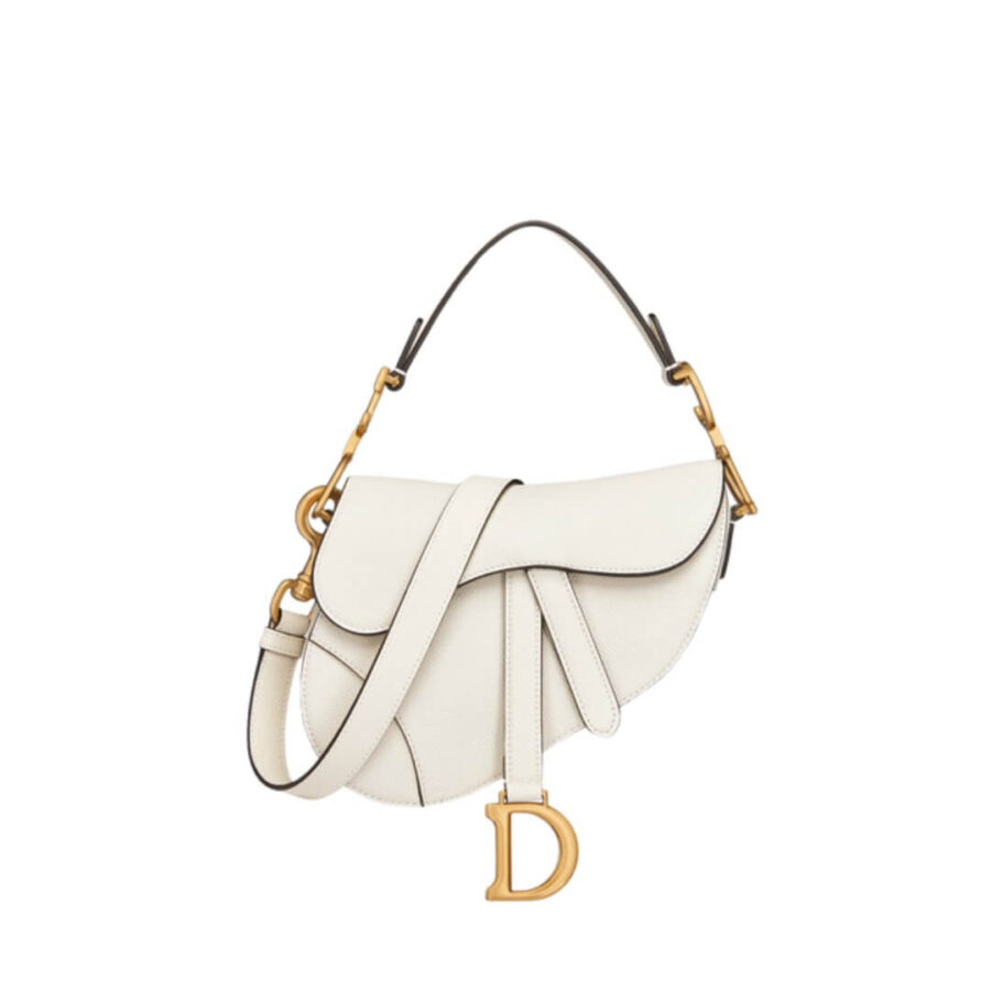 Dior Mini Saddle Bag with Strap white | Studio Nafay