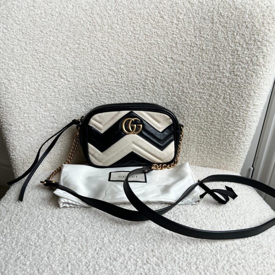 Gucci GG Black and White Marmont Mini Shoulder Bag (RRP £1,360) | Studio Nafay