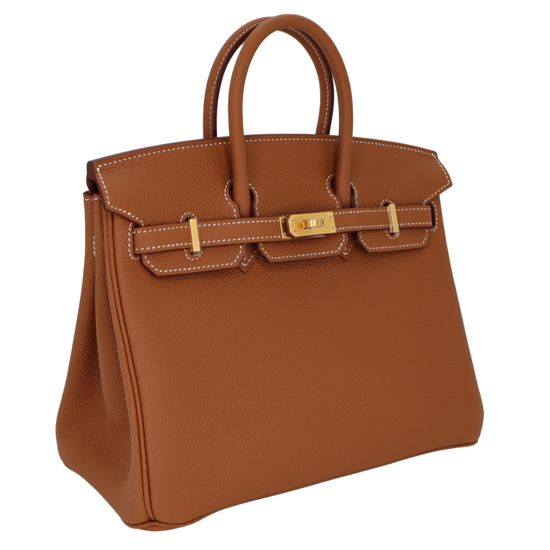 Hermes25cm Birkin Gold Togo Leather Brushed Gold Hardware