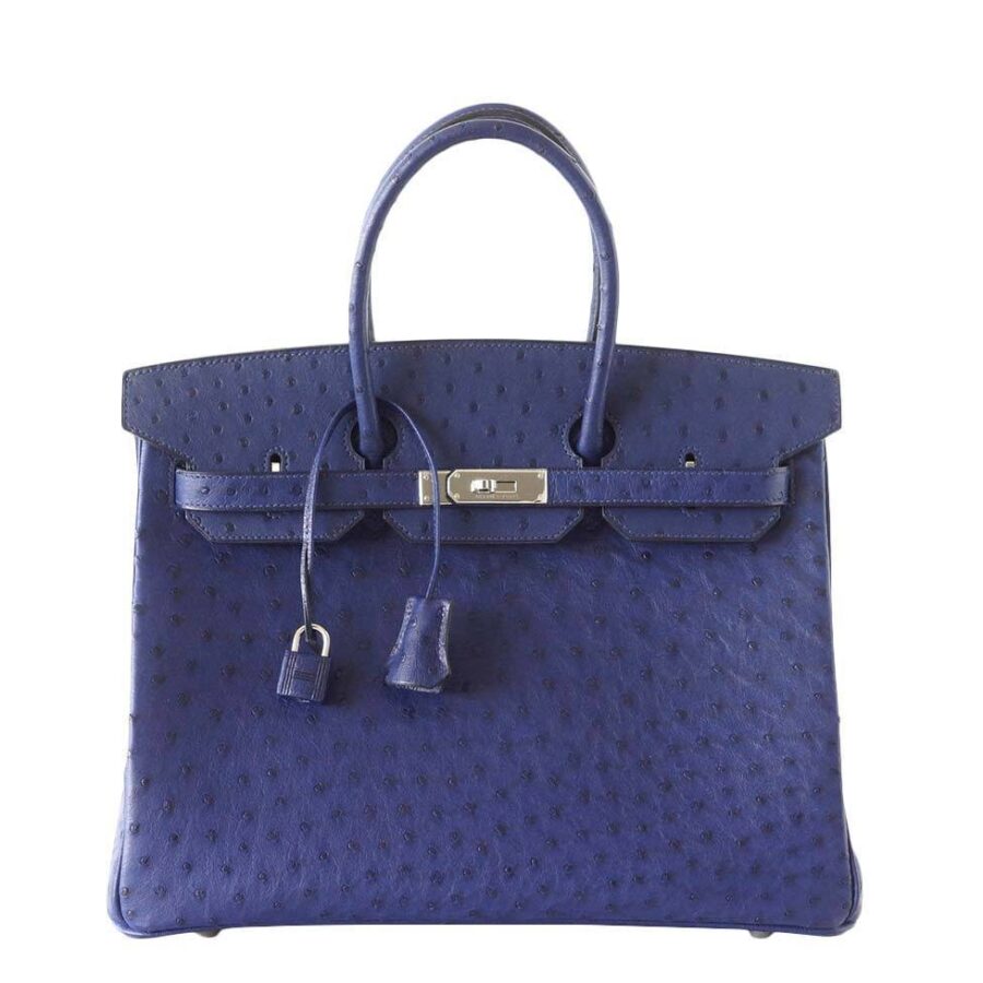 HermesBirkin 35 Bleu Iris Ostrich Bag | Studio Nafay