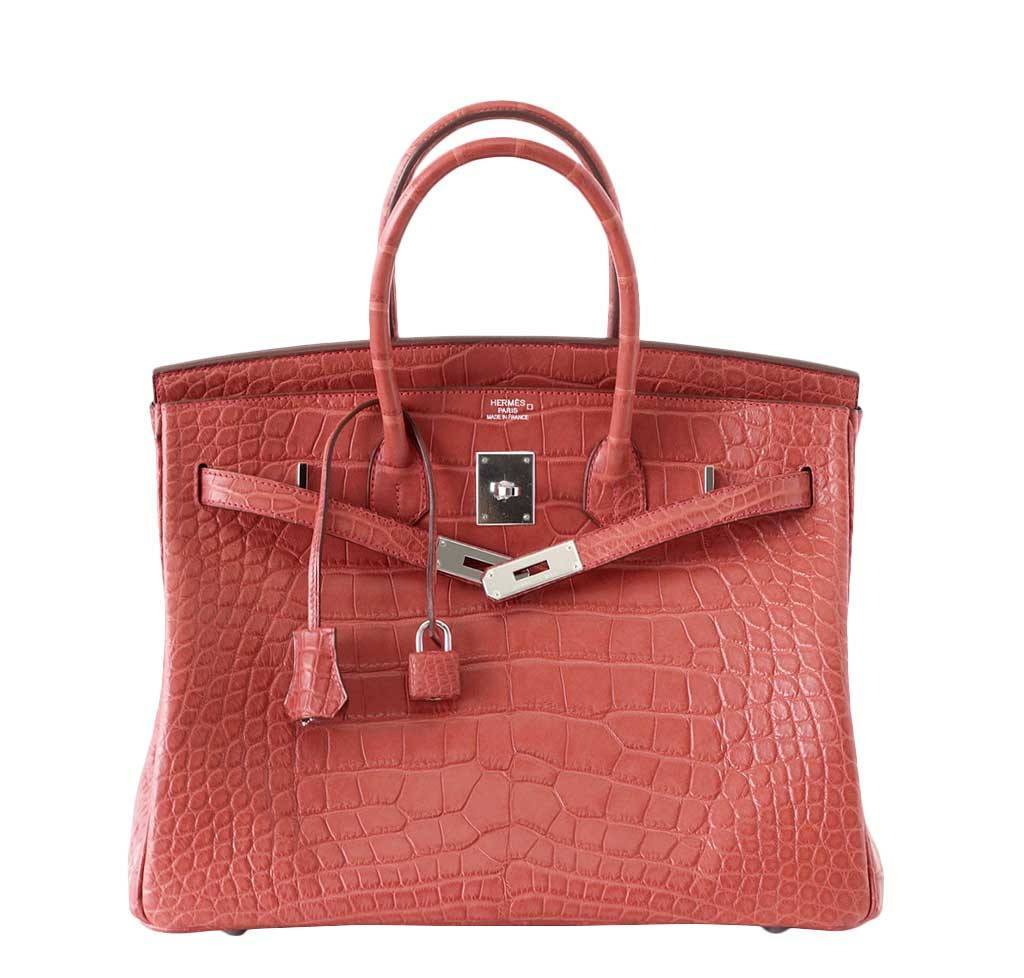 HermesBirkin 35 Alligator Rose Indienne Bag