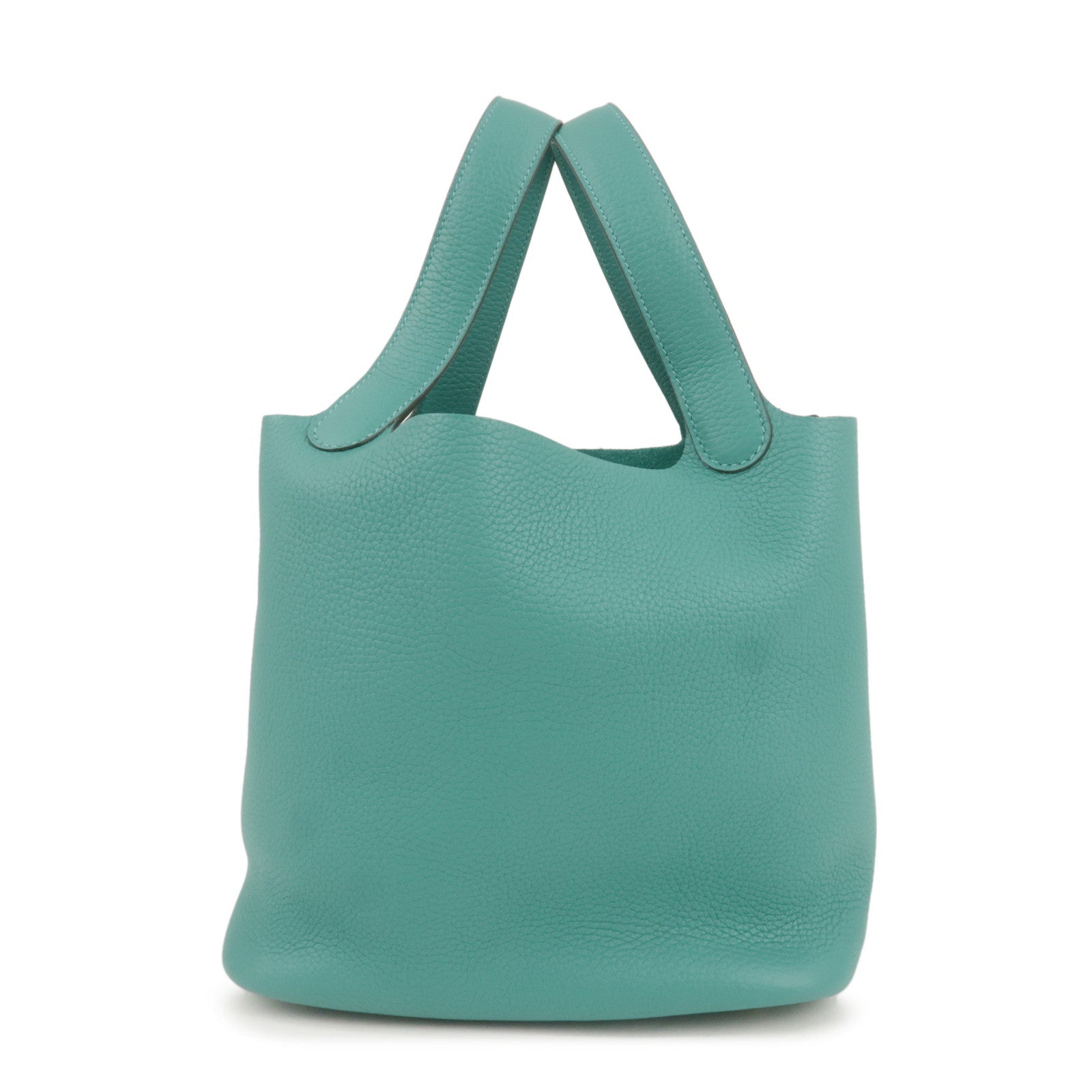 Luxury Hermes Taurillon Clemence Picotin Lock MM Hand Bag Vert Verone
