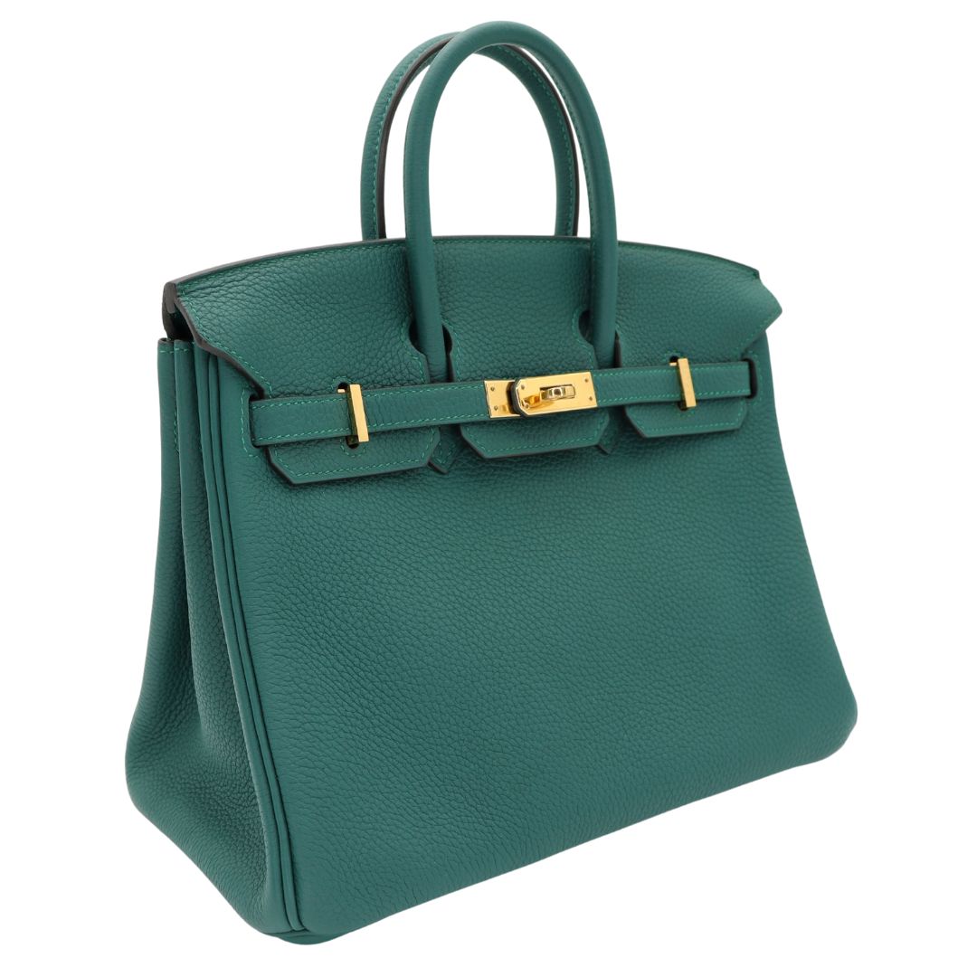 Hermes25cm Birkin Malachite Togo Leather Gold Hardware