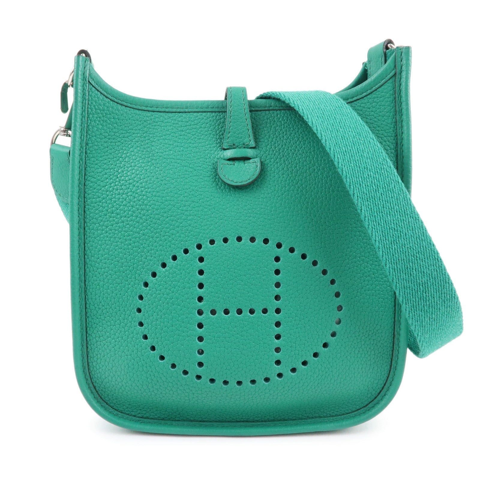 Luxury Hermes Taurillon Clemence Evelyne TPM Amazon Shoulder Bag Green