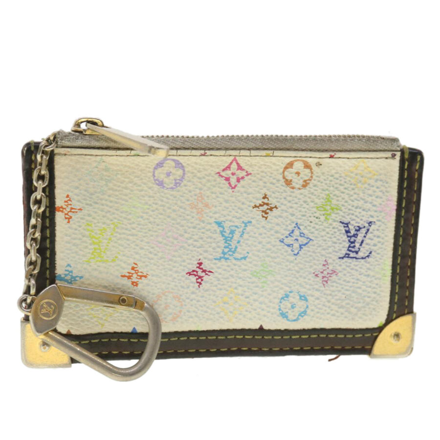LOUIS VUITTON Multicolor Pochette Cles Coin Purse White LV Auth 37242 | Studio Nafay