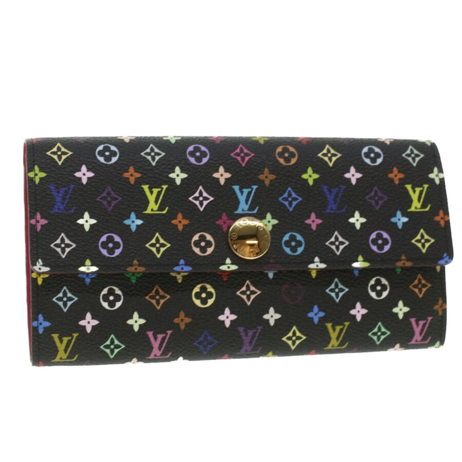 LOUIS VUITTON Multicolor Portefeuille Sarah Wallet Black LV Auth 37421 | Studio Nafay