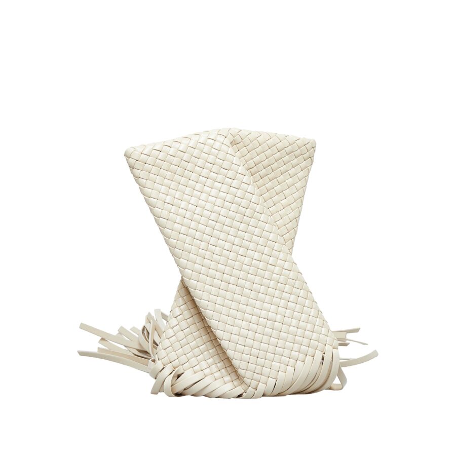 Bottega Veneta Fringe Crisscross Clutch Light Brown Intrecciato | Studio Nafay