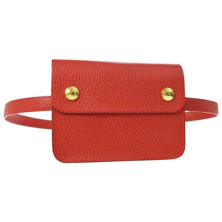 HERMÈS Leather Flap Bum Leather Pochette Waist bag