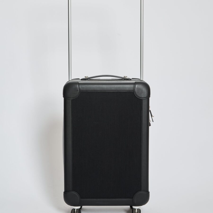 *HOT* Hermes Rolling Mobility Suitcase in Black with Black Clemence Leather Trim and Aluminium Hardware | Studio Nafay