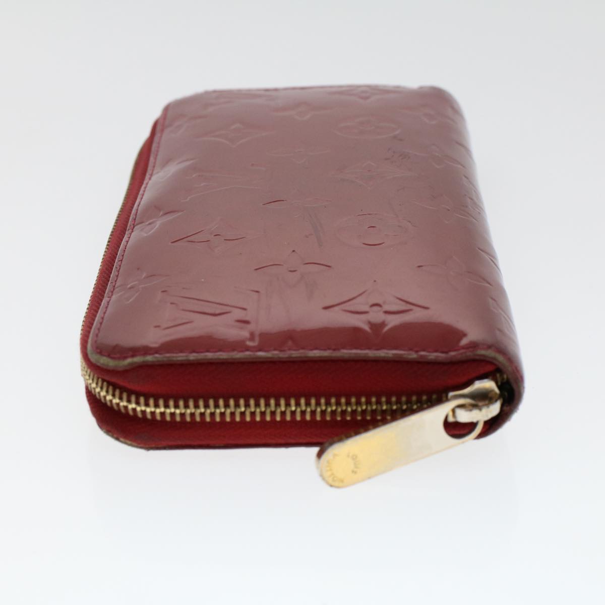 LOUIS VUITTON Monogram Vernis Zippy Wallet Rouge Grunadine LV Auth 47416