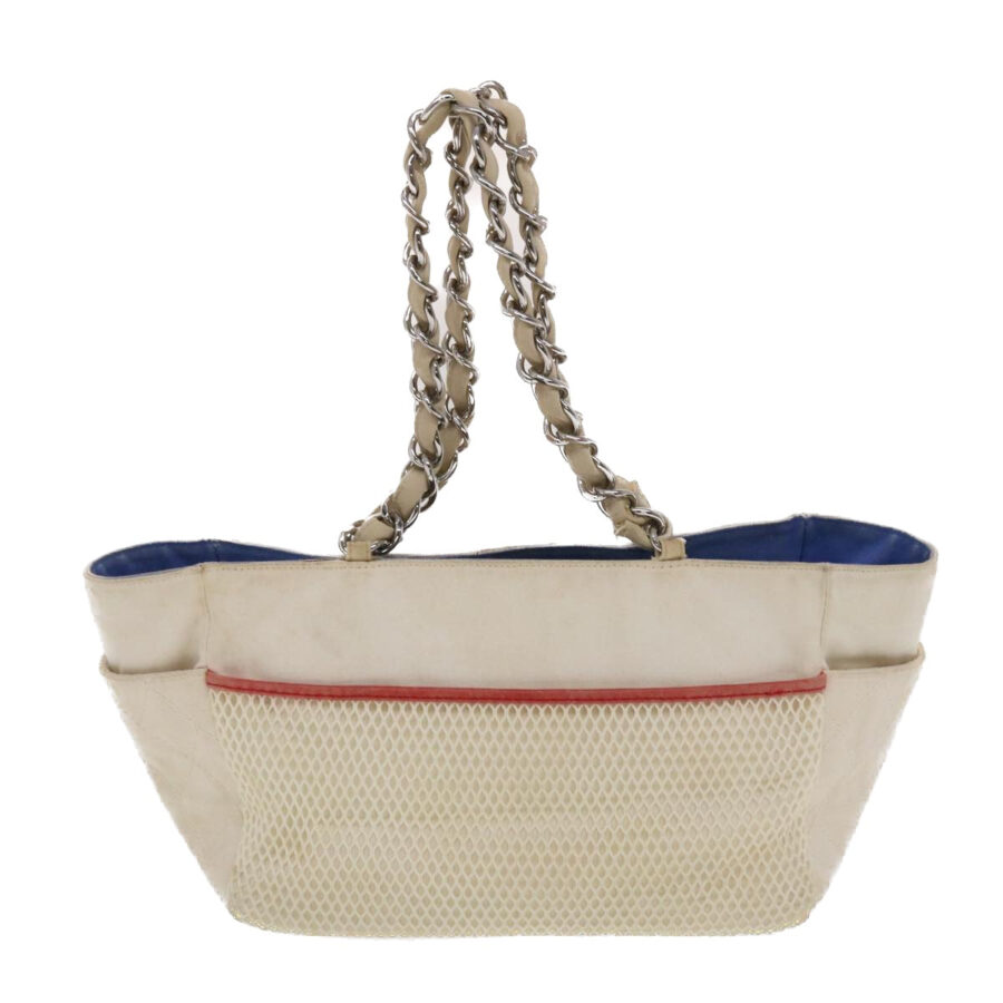 CHANEL Chain Tote Bag No5 Canvas White CC Auth 49901 | Studio Nafay